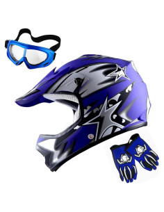 Casco de Motocross 1Storm HBOY para Niños + Gafas y Guantes
