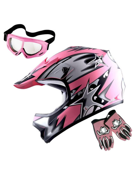 Casco de Motocross 1Storm HBOY para Niños + Gafas y Guantes