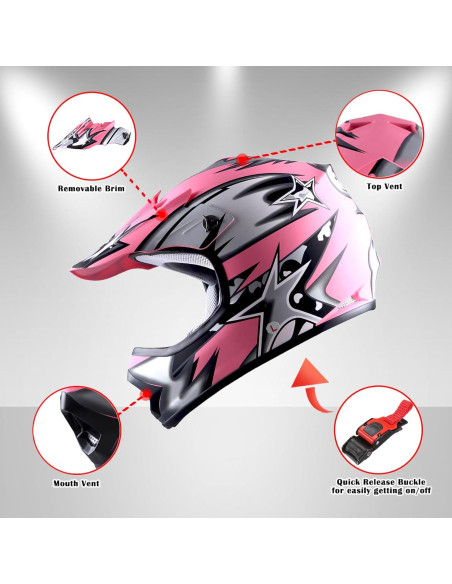 Casco de Motocross 1Storm HBOY para Niños + Gafas y Guantes