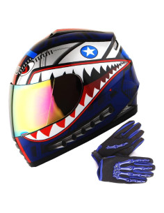 Casco Infantil WOW HKY-B15 + Guantes MX S Blanco