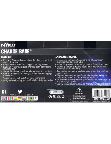 Base de Carga Nyko para PS4 - Doble Puerto y Adaptadores USB