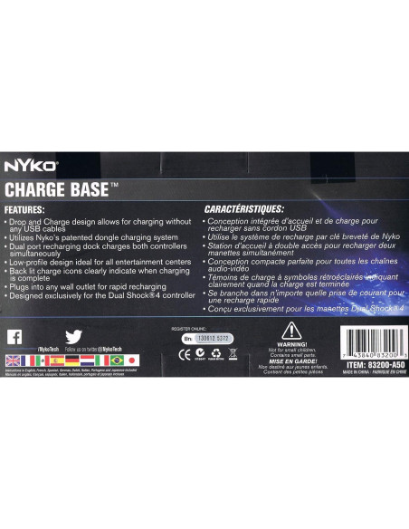 Base de Carga Nyko para PS4 - Doble Puerto y Adaptadores USB