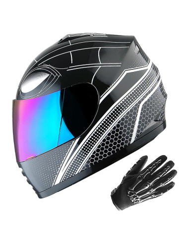 Casco Infantil WOW HKY-B15 + Guantes MX S Blanco Brillante