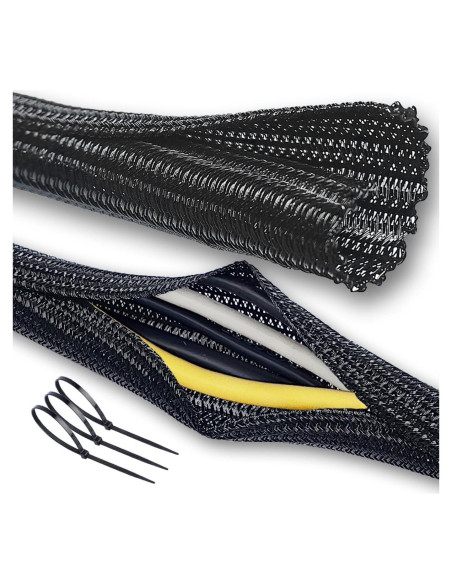 Manga Dividida ZEMAN 19mm x 3m para Gestión de Cables - Negro Manga Dividida ZEMAN 19mm x 3m para Gestión de Cables - Negro