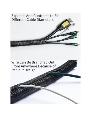 Manga Dividida ZEMAN 19mm x 3m para Gestión de Cables - Negro