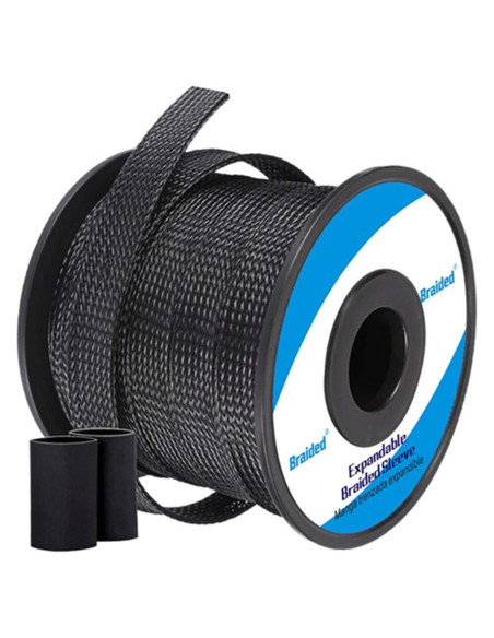 Funda de Cable Trenzada PET 1/4" 30.48m Negra - Protección Mascotas