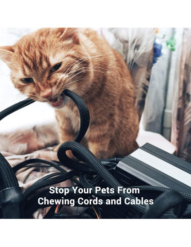 Funda de Cable Trenzada PET 1/4" 30.48m Negra - Protección Mascotas