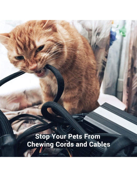 Funda de Cable Trenzada PET 1/4" 30.48m Negra - Protección Mascotas