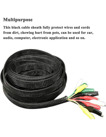 Funda de Cable Trenzada PET 1/4" 30.48m Negra - Protección Mascotas