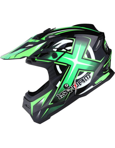 Casco MX Power Gear HF801 Verde + Gafas y Guantes XL
