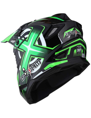Casco MX Power Gear HF801 Verde + Gafas y Guantes XL