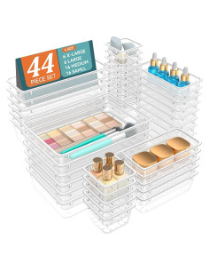 WOWBOX Juego de Organizadores de Cajones 44 Piezas Plástico Transparente