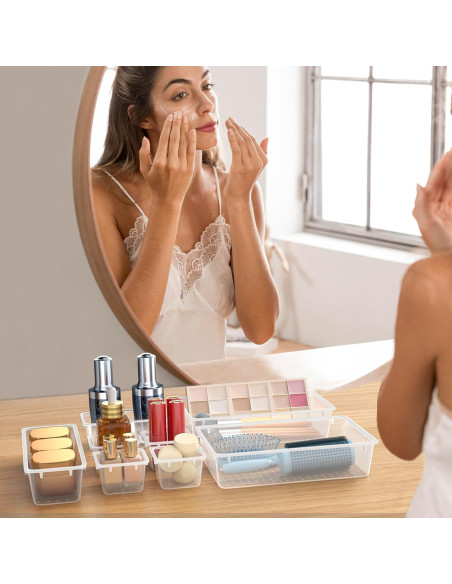 WOWBOX Juego de Organizadores de Cajones 44 Piezas Plástico Transparente