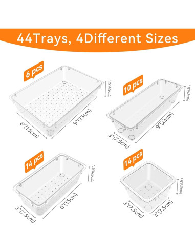 WOWBOX Juego de Organizadores de Cajones 44 Piezas Plástico Transparente