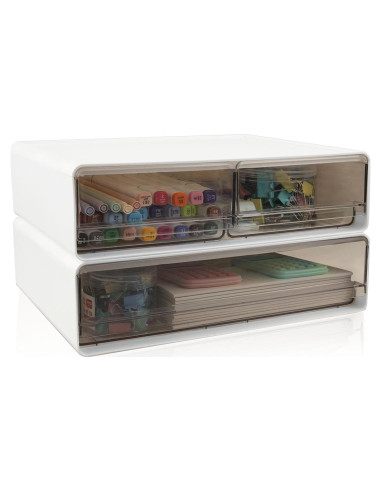 Organizador de Escritorio Zyners Blanco 3 Cajones Apilables