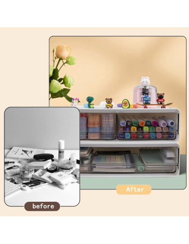 Organizador de Escritorio Zyners Blanco 3 Cajones Apilables