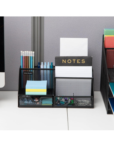 Organizador de Escritorio Mind Reader 7 Compartimentos Metal Negro