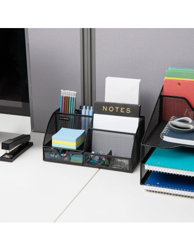 Organizador de Escritorio Mind Reader 7 Compartimentos Metal Negro