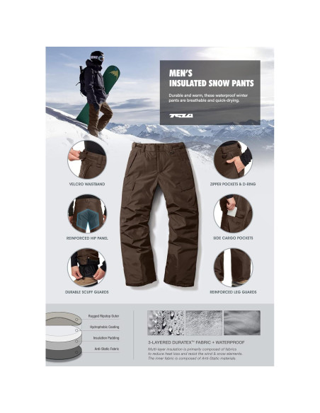 Pantalones de Invierno TSLA para Hombre Aislados Impermeables