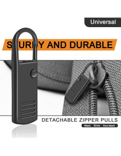 CooBigo Tiradores de Cremallera Metal 8 Pack Negro y Plata 2