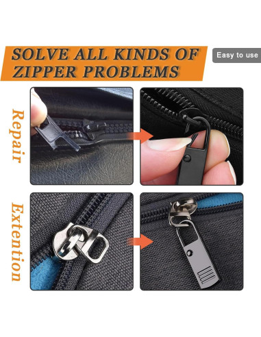 CooBigo Tiradores de Cremallera Metal 8 Pack Negro y Plata