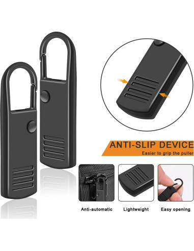 CooBigo Tiradores de Cremallera Metal 8 Pack Negro y Plata