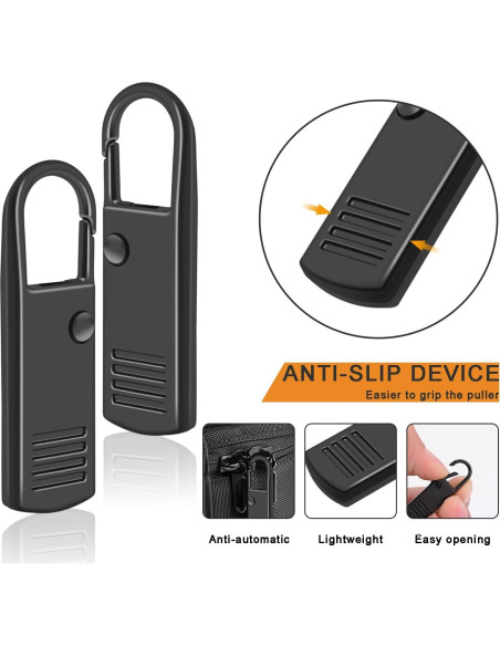 CooBigo Tiradores de Cremallera Metal 8 Pack Negro y Plata