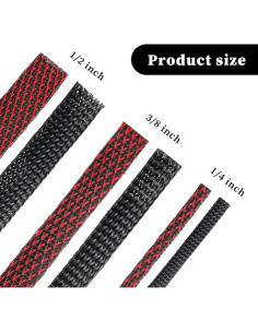 Manga de Cable Trenzada Xuniea 5m 1.27cm 0.64cm 0.95cm Negro Rojo 2