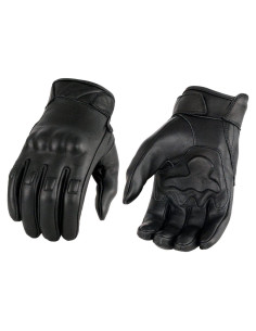 Guantes de motocicleta Milwaukee Leather MG7501 de cuero negro con pantalla táctil