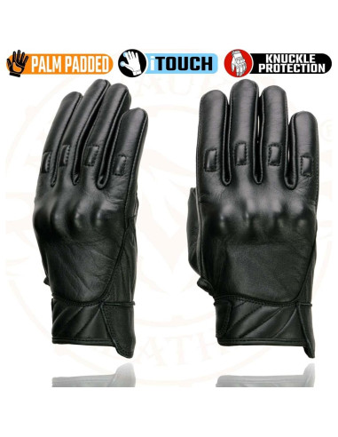 Guantes de motocicleta Milwaukee Leather MG7501 de cuero negro con pantalla táctil
