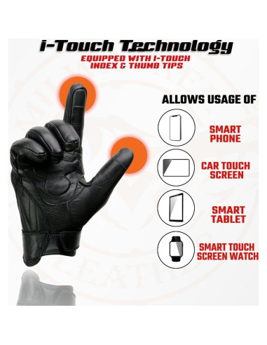Guantes de motocicleta Milwaukee Leather MG7501 con gel y táctil