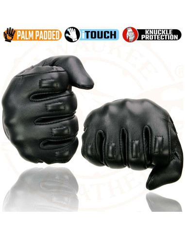 Guantes de motocicleta Milwaukee Leather MG7501 de cuero negro con pantalla táctil