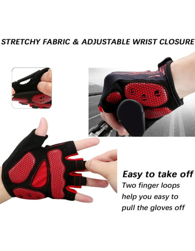 Guantes de Ciclismo MOREOK Unisex Rojo 5MM Gel Antideslizante