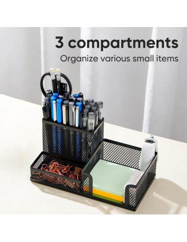 Organizador de Escritorio Deli 3 Compartimentos Negro