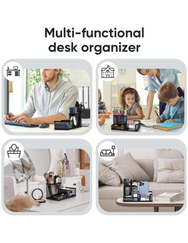 Organizador de Escritorio Deli 3 Compartimentos Negro