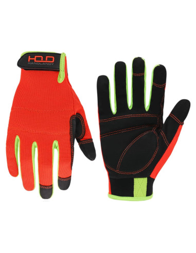 Guantes de Trabajo HANDLANDY Táctiles Unisex Naranja y Negro