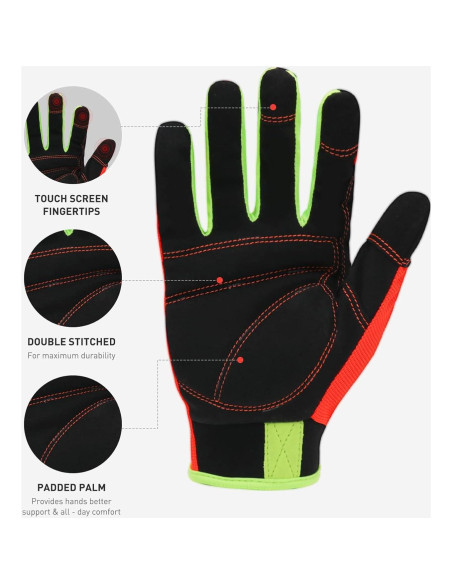 Guantes de Trabajo HANDLANDY Táctiles Unisex Naranja y Negro