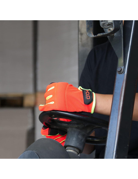 Guantes de Trabajo HANDLANDY Táctiles Unisex Naranja y Negro