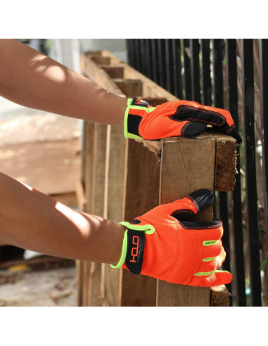 Guantes de Trabajo HANDLANDY Táctiles Unisex Naranja y Negro