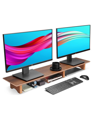 Soporte Elevador Doble Monitor Aothia Madera Ergonómico 109.2cm