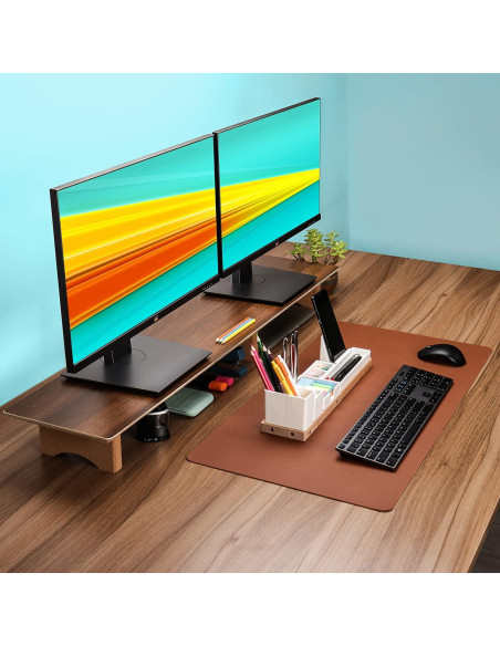 Soporte Elevador Doble Monitor Aothia Madera Ergonómico 109.2cm