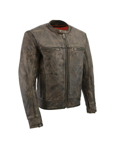 Chaqueta de motocicleta cuero Milwaukee SD1550 5X Grande Marrón
