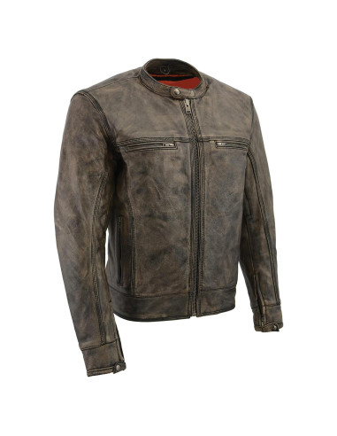 Chaqueta de motocicleta cuero Milwaukee SD1550 5X Grande Marrón