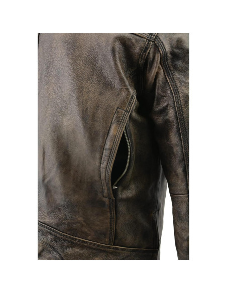Chaqueta de motocicleta cuero Milwaukee SD1550 5X Grande Marrón