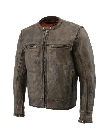 Chaqueta de motocicleta cuero Milwaukee SD1550 5X Grande Marrón