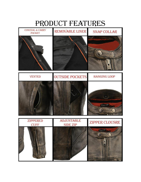 Chaqueta de motocicleta cuero Milwaukee SD1550 5X Grande Marrón