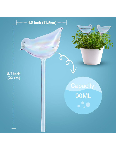 Globos de Riego Automático NiHome 2-Pack Vidrio Iridiscente 25.4 cm