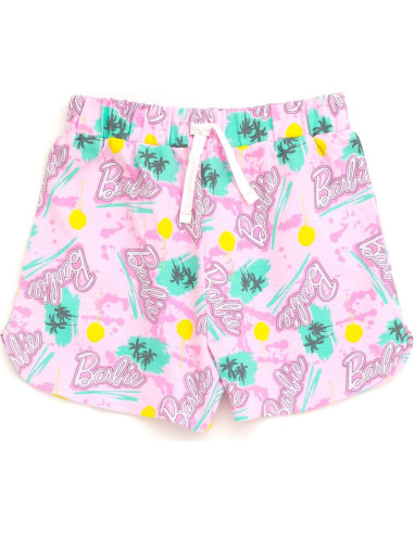 Conjunto camiseta y shorts Barbie 3T rosa/negro graffiti