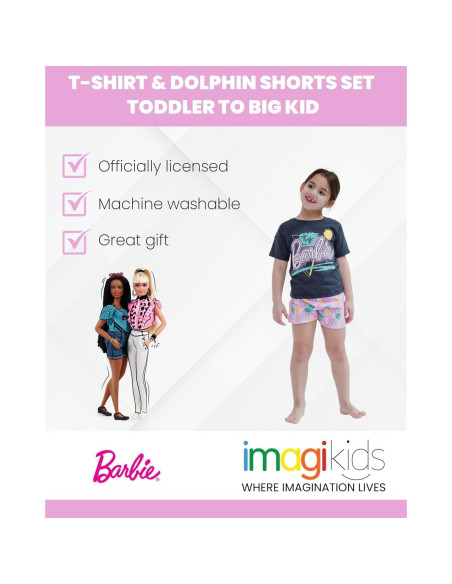 Conjunto camiseta y shorts Barbie 3T rosa/negro graffiti