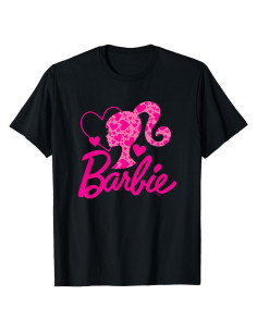 Camiseta de Cuello Redondo Barbie Negro - Ajuste Clásico, Manga Corta